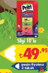 PRİTT SİLGİ 10'LU indirimli fiyat PRİTT SİLGİ 10'LU fiyat ve kampanya bilgisi